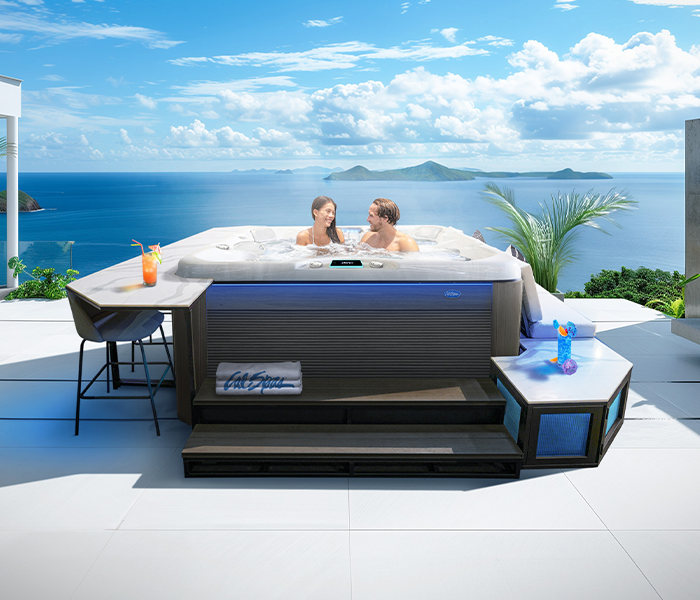 Calspas hot tub being used in a family setting - Bordeaux